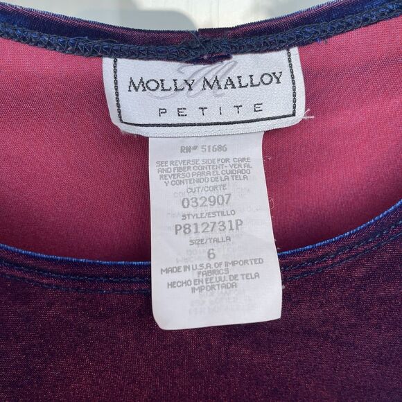 Vintage Molly Malloy Blue Cross Velvet Dress Size 6 Pink Iridescent Short Sleeve - Picture 12 of 12